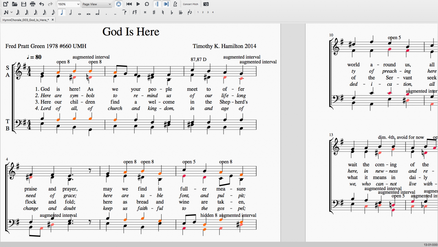 "Check Harmony Rules" plugin execution results in MuseScore